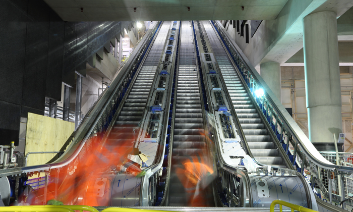 Over 1.5 kilometres of escalators have now been installed at Elizabeth line stations