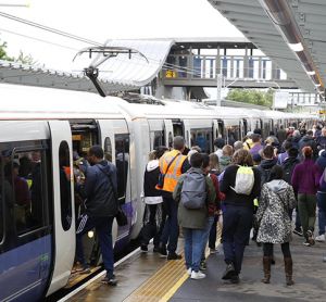 Passengers getting onto the new Elizabeth line