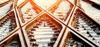 rail tracks with sunshine