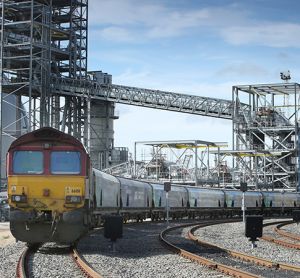 Freight train leaving Drax Power Station