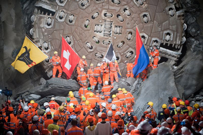 tunnel breakthrough on Gotthard Base tunnel