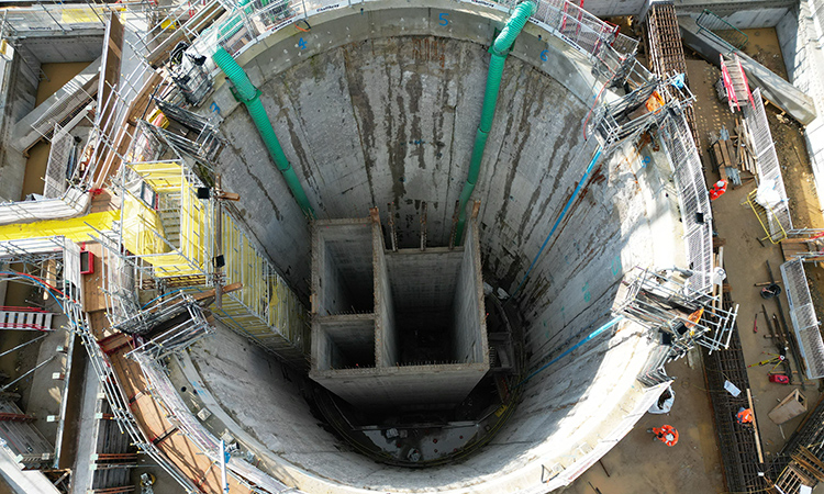 An aerial still of the Amersham Site