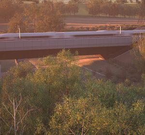 Computer generated image of the Small Dean Viaduct 10 years post construction,