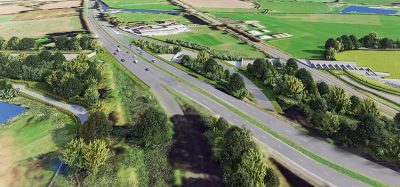 Visualisation of HS2 Streethay cutting under the A38