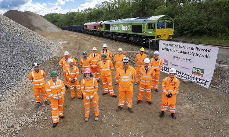 EKFB celebrating moving one million tonnes of aggregate by rail milestone