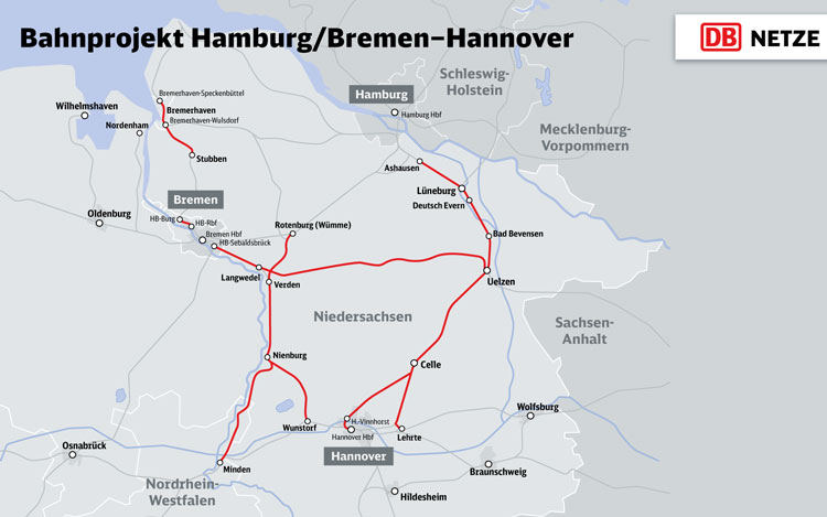 map Hamburg/Bremen-Hanover