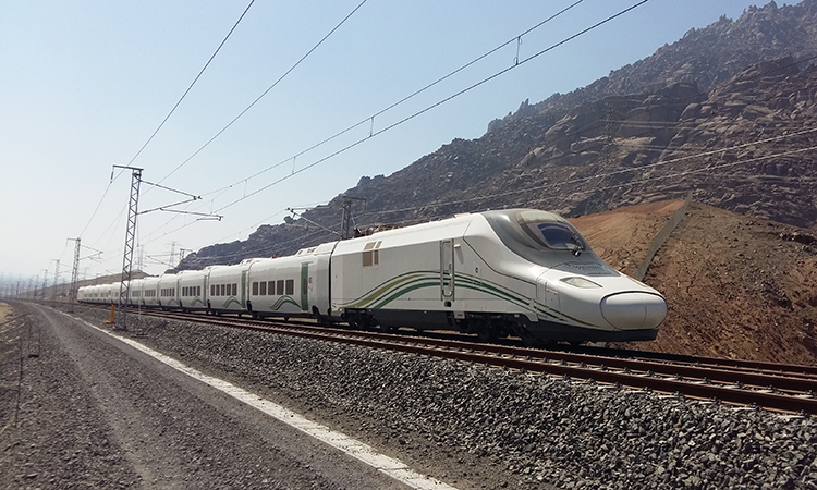 A locomotive on the Haramain high-speed railway