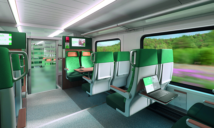 Digital render of train interior
