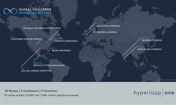 Hyperloop One announces the strongest Hyperloop routes in the world