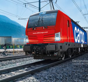 A conceptual image of a Siemens Vectron locomotive