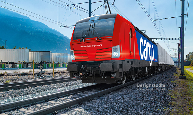 A conceptual image of a Siemens Vectron locomotive