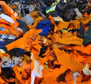 Image shows shredded hi vis clothing at Avena facility