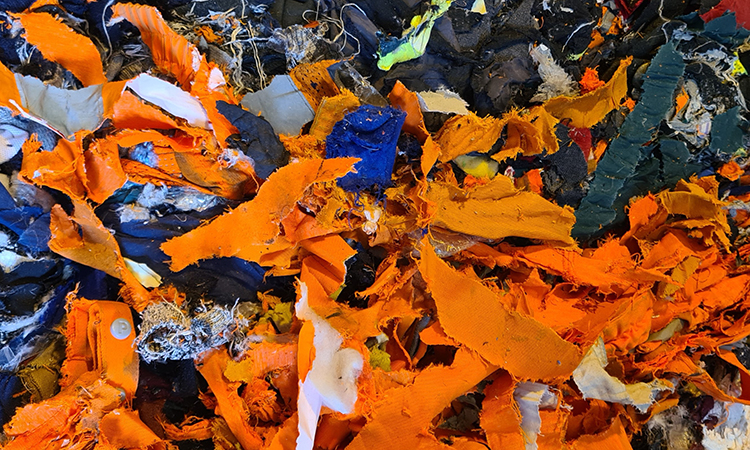 Image shows shredded hi vis clothing at Avena facility