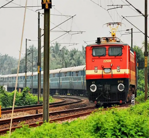 Photo of a train travelling through India