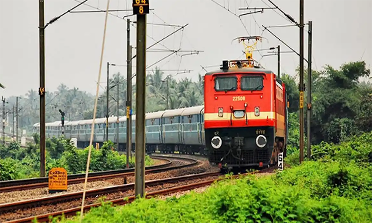 Photo of a train travelling through India