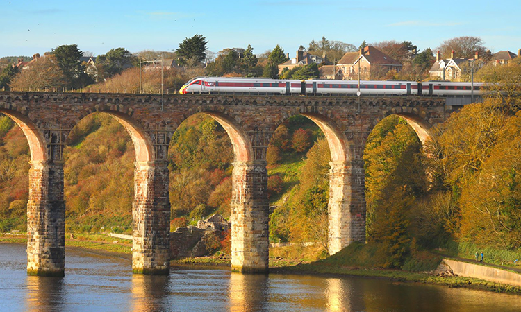 LNER locomotive on a bridge