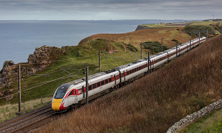 LNER Azuma under electric wires