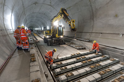 Last sleeper laid in the Gotthard Base Tunnel