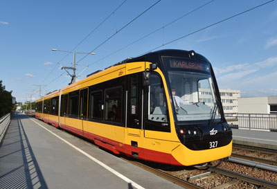 The approval, in accordance with German Regulations Governing the Construction and Operation of Railways (EBO), was passed on the 19 June 2015 by the Federal Railway Agency for operation, not only on the Karlsruhe Light Rail Transit Systems (BOStrab), but also the regional railway tracks of lines S1 and S11 of the Karlsruher Verkehrsverbund – Karlsruhe Transport Authority. The vehicles have been gradually delivered and put into service on BOStrab since May 2014. Previous to the introduction, the trains were thoroughly tested in the factory of the vehicle manufacturer in Valencia and by operator Verkehrsbetriebe Karlsruhe GmbH (VBK). Approval was granted by Innotrans in Berlin four months after delivery of the first vehicle to the Karlsruhe transport company. At present, the new low-floor vehicles operate daily on the urban tramway lines in Karlsruhe. Approval has now been granted for the LRVs to operate on the regional lines S1/S11 between Hochstetten and Bad Herrenalb / Ittersbach. The NET 2012 series can be changed from being a flexible light rail vehicle to a fast regional train reaching speeds of up to 80 km/h without passengers changing mode of transport. The Citylink NET 2012 is a barrier-free, low-floor light rail vehicle, which has been adapted to the infrastructure of Karlsruhe and the special requirements needed for railway operation out of the city. Despite their suitability for regional operation the vehicles have low-floor boarding areas, operating at a 340 mm platform height, which means that the passengers can board and alight at tramway level. Currently, 15 Citylink NET 2012 vehicles operate in Karlsruhe with a further 35 due for delivery by summer 2017.