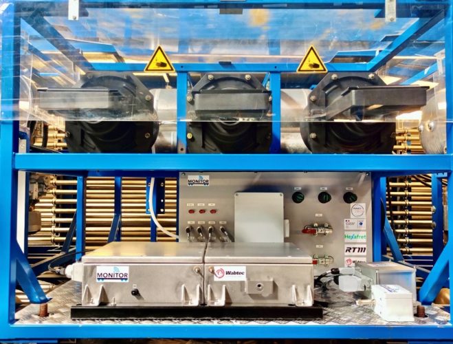 MONITOR test bench at Wabtec’s Piossasco site, visited by the consortium on 8 July 2025, as the project moves towards trials. Rail Logistics Europe
