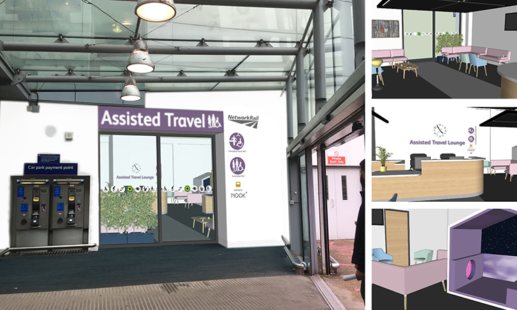 Manchester Piccadilly Assisted Travel Lounge CGI composite