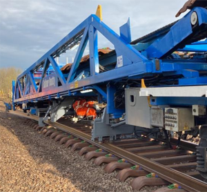 New track construction train- n action at Chetnole