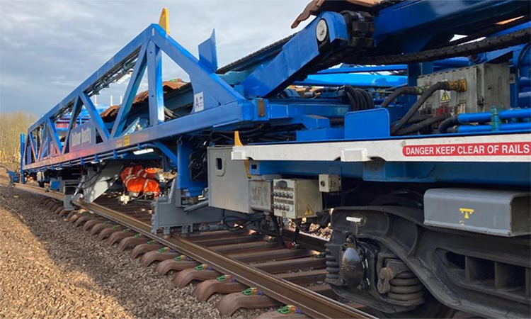 New track construction train- n action at Chetnole