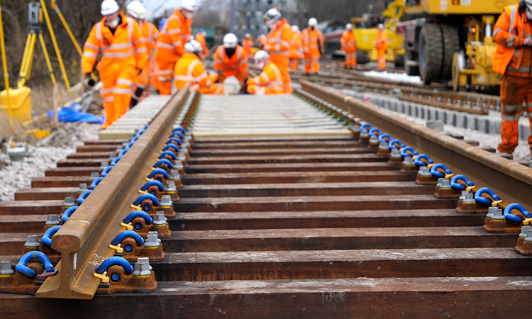 New track being installed during engineering work