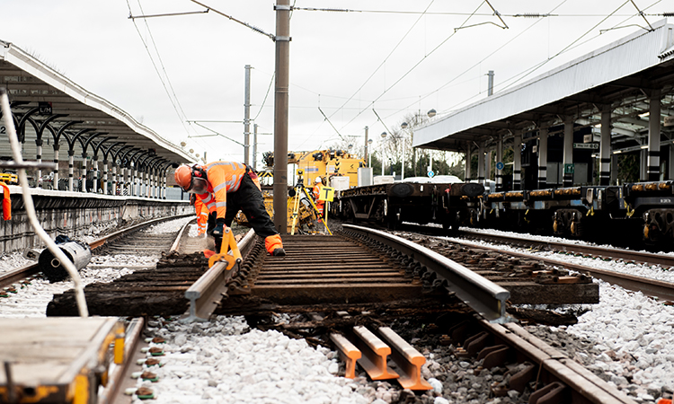 New tracks being fitted through Durham station