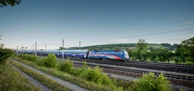 The ÖBB Nightjet travelling through der Landschaft