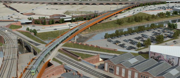 Computer generated image of the proposed Ordsall Chord