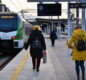 Train station with passengers