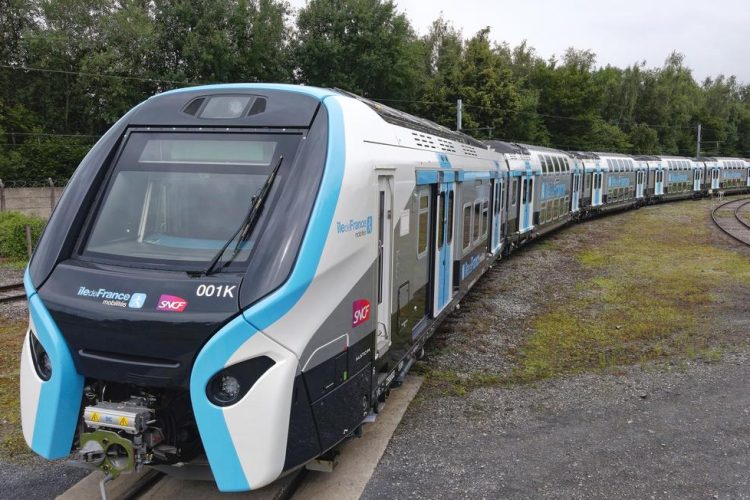 RER NG X'trapolis commuter train in the Centre d'Essais Ferroviaires (CEF), in Petite-Forêt near Valenciennes - France