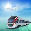 High-speed train and airplane