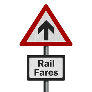 Rail fares rising sign