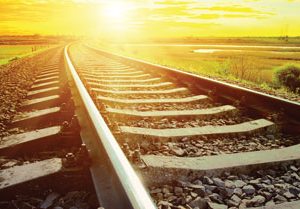 Rail track sunset