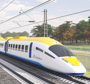 A conceptual image of a Rail Baltica train