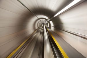 Railway tunnel blurred