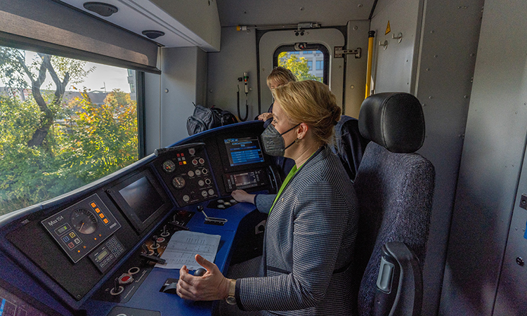 Governing Mayor of Berlin Franziska Giffey in the new Berlin S-Bahn