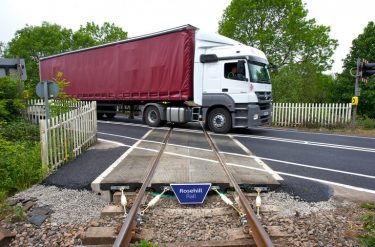 Lorry on a Rosehill Rail crossing