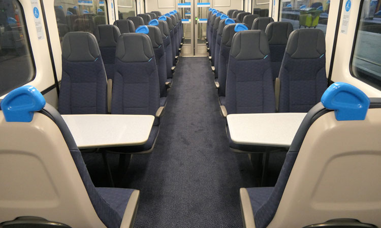 Refurbished Standard Class seating on a Class 442 train