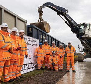 Site team celebrate first train at Quainton railhead