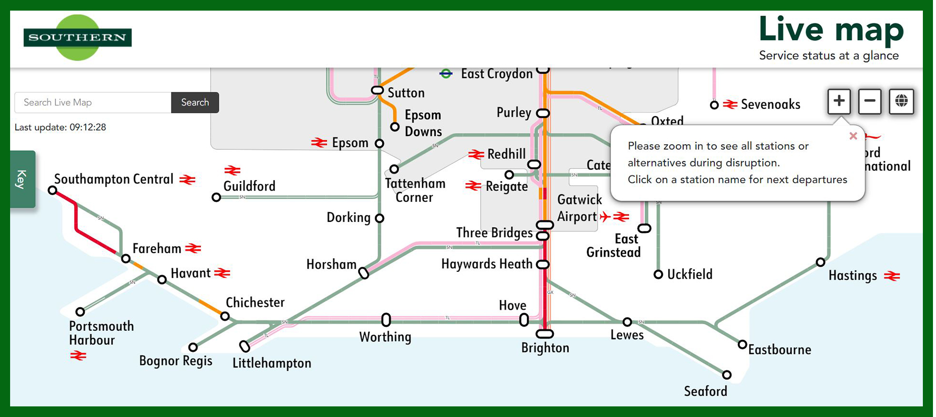 GTR introduces Live Map function to improve journey planning