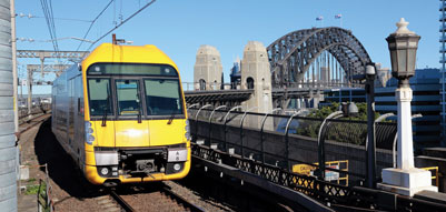 Sydney train crossing Harbour Bridge