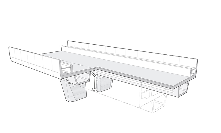 Thame Valley Viaduct cuttaway images showing two beam approach