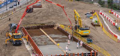 Pouring environmentally friendly concrete at Euston