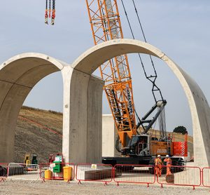 The first arches in place during construction of the Greatworth green tunnel - September 2023