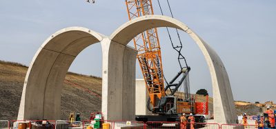 The first arches in place during construction of the Greatworth green tunnel - September 2023