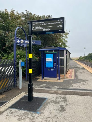 one of the new white LED screens which are being installed at Northern stations
