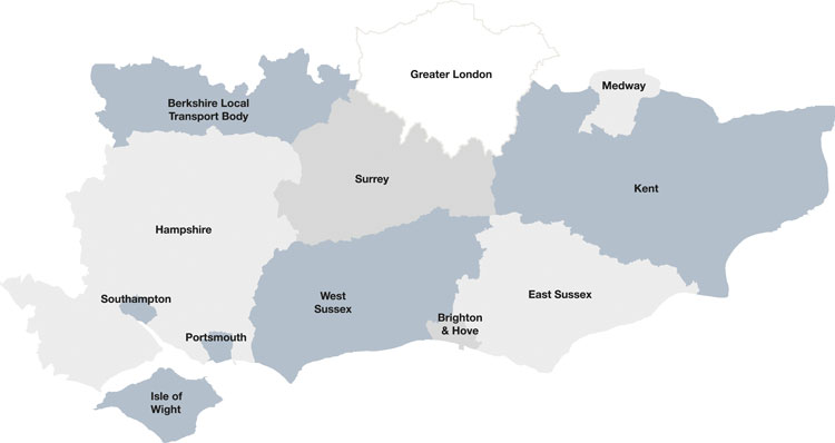 Transport for the South East map